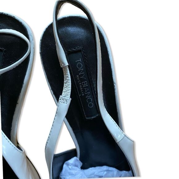 Tony Bianco Bertie high heels Slingbacks shoes White high shine  Revolve Sz 9.5 - Picture 10 of 15